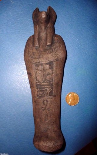 . 99c Nr Ancient Egyptian Clay Ushabti Egypt God Anubis Jackal Of The Underworld photo