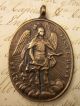 Antique Spanish Colonial O.  L.  Of Guadalupe & St.  Michael Archangel 1682 Medal Roman photo 3