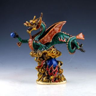 Chinese Cloisonne Handwork Carved Dragon Statue photo