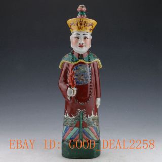 Chinese Handwork Painted Ceramics Qianlong Emperor Statue photo