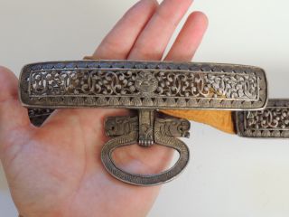 Stunning Antique Silver Tibet Tibetan Warrior Belt For Holding Ke Tri Sword photo