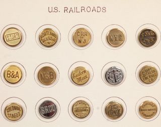 Antique 19 & Early 20c Group 30 Us Railroad Streetcar Uniform Buttons Incl B&a photo