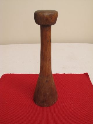 Antique Primitive Potato Apple Masher Mallet Wood Wooden Hand Hewn Made 12 1/4 