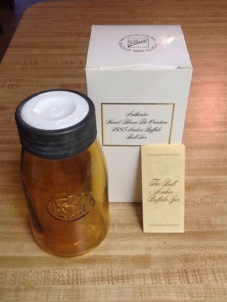 The Amber Mason Ball Jar - 1885 Repro Orig.  Box,  And Booklet photo