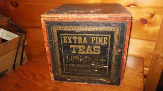 Vintage Wooden Fine Tea Box / Mctighe,  Truesdell & Davidge Binghamton,  Ny photo