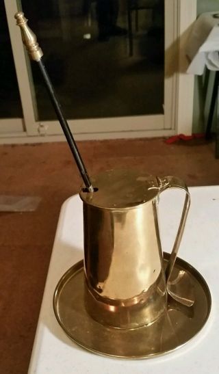 Vintage Brass Cape Cod Fireplace Firepot W/wand And Drip Pan photo