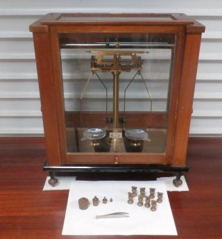English Stanton Cased Balance Scale - Scientific Analytical Chemists photo