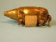 Antique Figural Brass Pig Turning Tail Sewing Fabric Tape Measure Other Antique Sewing photo 3