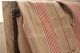 Antique French Ticking Fabric Primitive Linen Old C1850 Distressed Timeworn Primitives photo 3