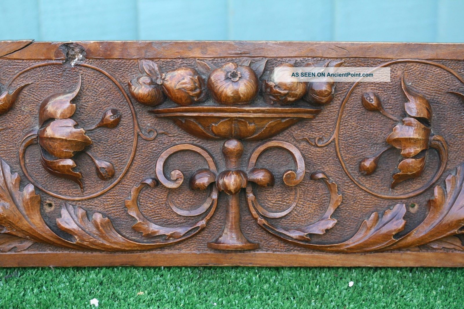 19thc Wooden Walnut Relief Carved Panel With Relief Carvings C1890s Other Antique Woodenware photo