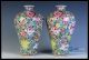 Orient Chinese A Pair Famille Rose Porcelain Million Flowers Vase Vases photo 3