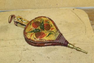 An Early 19th C Folk Art Paint Decorated Fireplace Bellows With Pomegranates photo