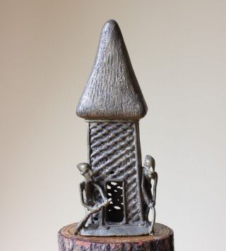 African Ashanti Bronze Tribal Hut / House Figure.  Asante Ghana Gold Weight. photo