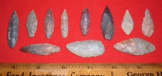 (11) Sahara Neolithic Blades,  Points,  Prehistoric African Arrowheads photo