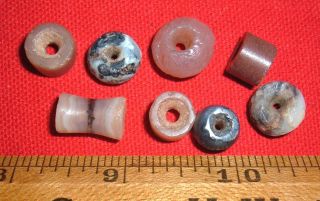 (8) Choice Assorted Sahara Neolithic Beads 6 - 12 Mm Prehistoric African Artifacts photo