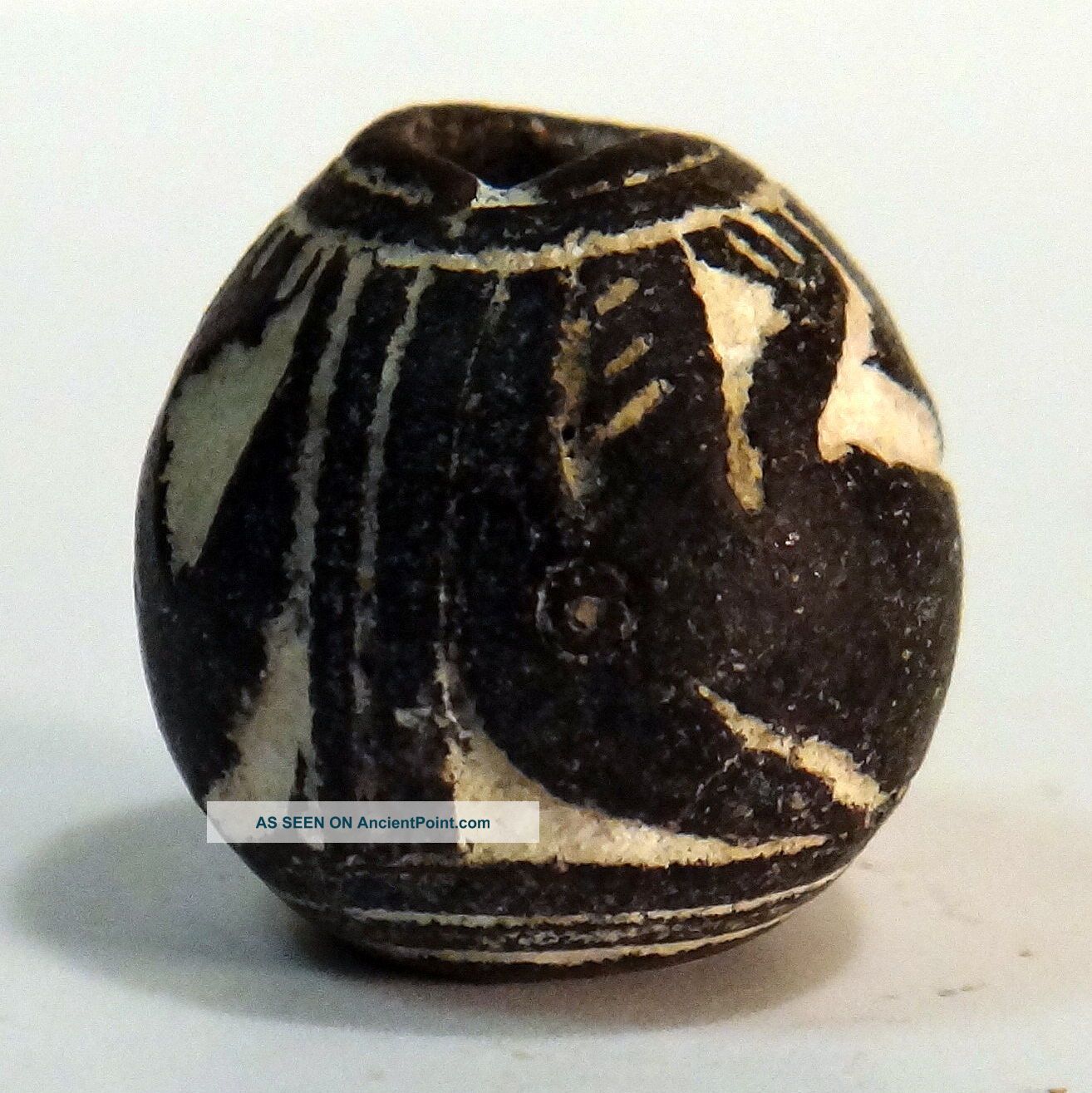 Pre - Columbian Black Animal On Its Back Bead.  Guaranteed Authentic. The Americas photo