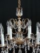 Vintage French Brass Crystals Swags Acanthus Leaf 10 Light Chandelier - Ornate Chandeliers, Fixtures, Sconces photo 5