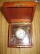 V69 Elgin Mounted Chronometer 1942 Us Navy Clock W/original Mahogany Box Clocks photo 2