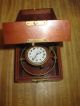 V69 Elgin Mounted Chronometer 1942 Us Navy Clock W/original Mahogany Box Clocks photo 3