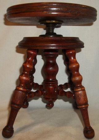 Antique Salesman Sample Miniature Mahogany Piano Stool Finely Detailed Xlnt Cond photo