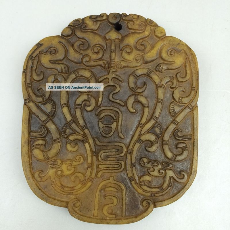 Chinese Old Jade Pure Hand - Carved Animal Motifs Pendant Other Antique Chinese Statues photo