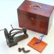 Mid C19th Miniature Sewing Machine Fitted Mahogany Case Key Paris C1860 Sewing Machines photo 1