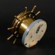 Vtg Chelsea Ship ' S Bell Mariner Hanging Clock On Plaque Brass Wheel 3.  75 