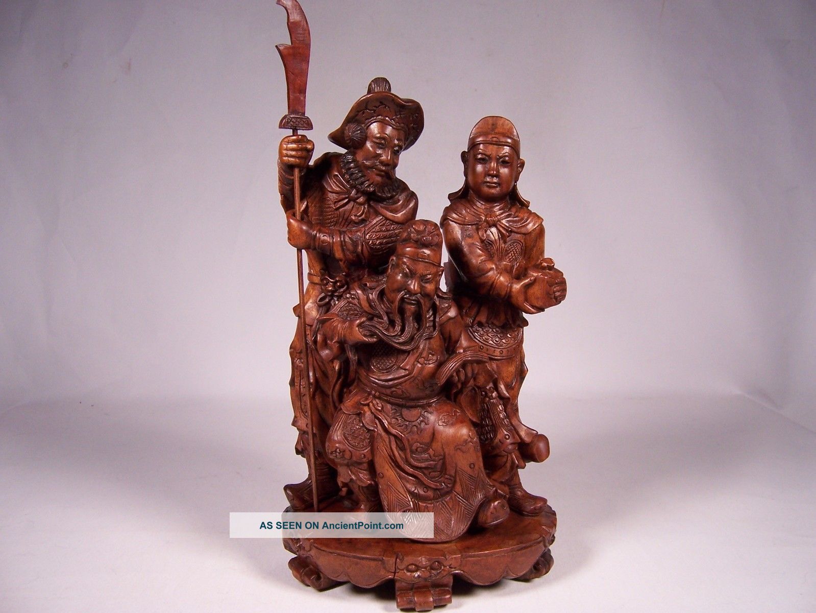 C1900 Chinese Hardwood Figural Carving W Fine Detail & Patina On Stand Other Antique Chinese Statues photo