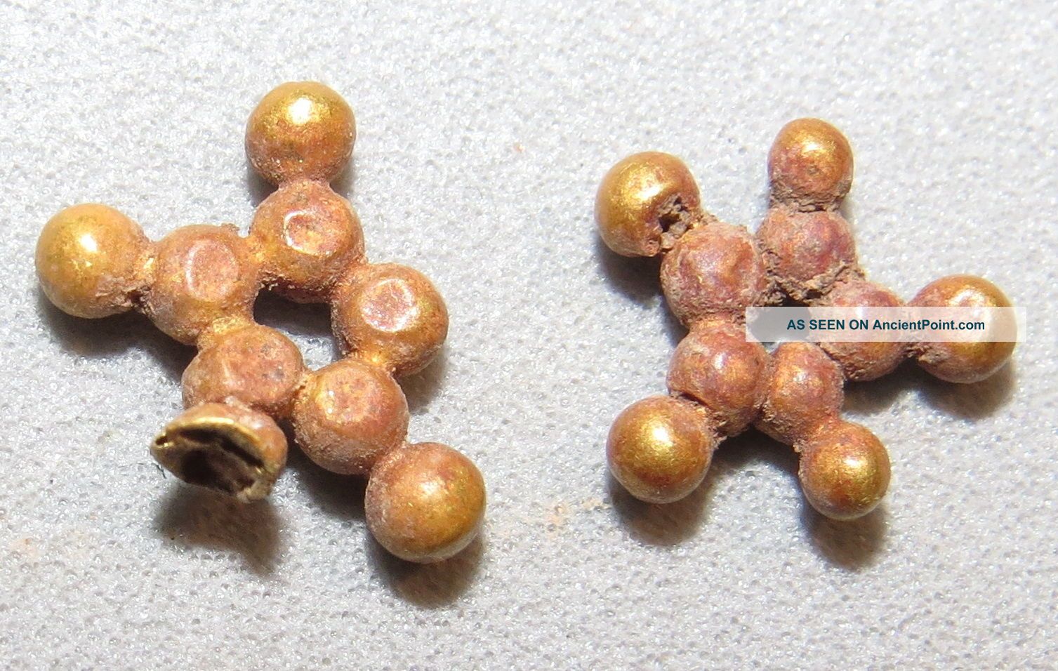 2 Ancient Roman Solid Gold Beads Granulated Roman photo