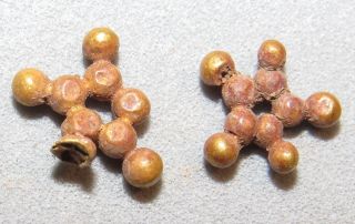 2 Ancient Roman Solid Gold Beads Granulated photo