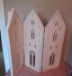 Small Shabby Cottage Trifold Wood White Steeple Screen Crackle Finish Other Antique Woodenware photo 1