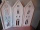 Small Shabby Cottage Trifold Wood White Steeple Screen Crackle Finish Other Antique Woodenware photo 2