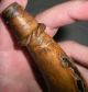 Antique C1820–1850 Native American Indian Hide Wrapped Powderhorn Orig Plug Vafo Native American photo 9