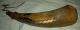 Antique C1820–1850 Native American Indian Hide Wrapped Powderhorn Orig Plug Vafo Native American photo 2