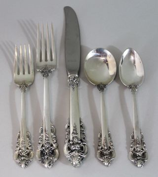 Wallace Grand Baroque Sterling Silver Flatware 5pc Place Setting,  6.  69 Troy Oz photo