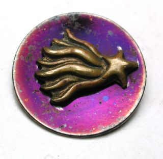 Antique Purple Tinted Steel Button W/ Brass Shooting Star Design - 9/16 