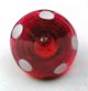 Antique Glass Charmstring Button Red Cone W/ White Dots - Swirl Back 3/8 