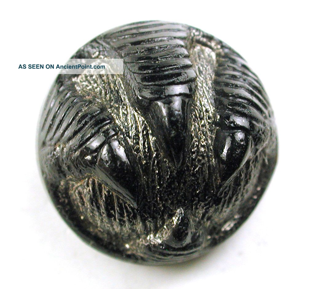 Antique Black Glass Button Eagles Talons Grasping A Ball W/silver Luster - 9/16 
