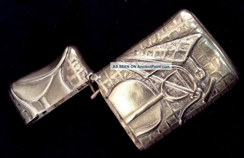 Match Safe German Silver Figural Horse Saddle Stirrups Crop Blanket Equestrian Other Antique Silverplate photo