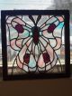 Leaded Stained Glass Window,  Signed Art,  Vintage,  Wood Frame 1940-Now photo 1