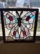 Leaded Stained Glass Window,  Signed Art,  Vintage,  Wood Frame 1940-Now photo 2