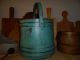 Primitive Firkin Wooden Bucket 4 Finger Band Robin ' S Egg Blue Cupboard Hue Primitives photo 1