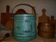 Primitive Firkin Wooden Bucket 4 Finger Band Robin ' S Egg Blue Cupboard Hue Primitives photo 2