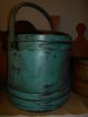 Primitive Firkin Wooden Bucket 4 Finger Band Robin ' S Egg Blue Cupboard Hue Primitives photo 4