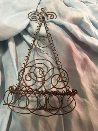 Moprimitivepast Early Antique Hanging Wire Folk Art Basket Holder Aafa Prim Old photo