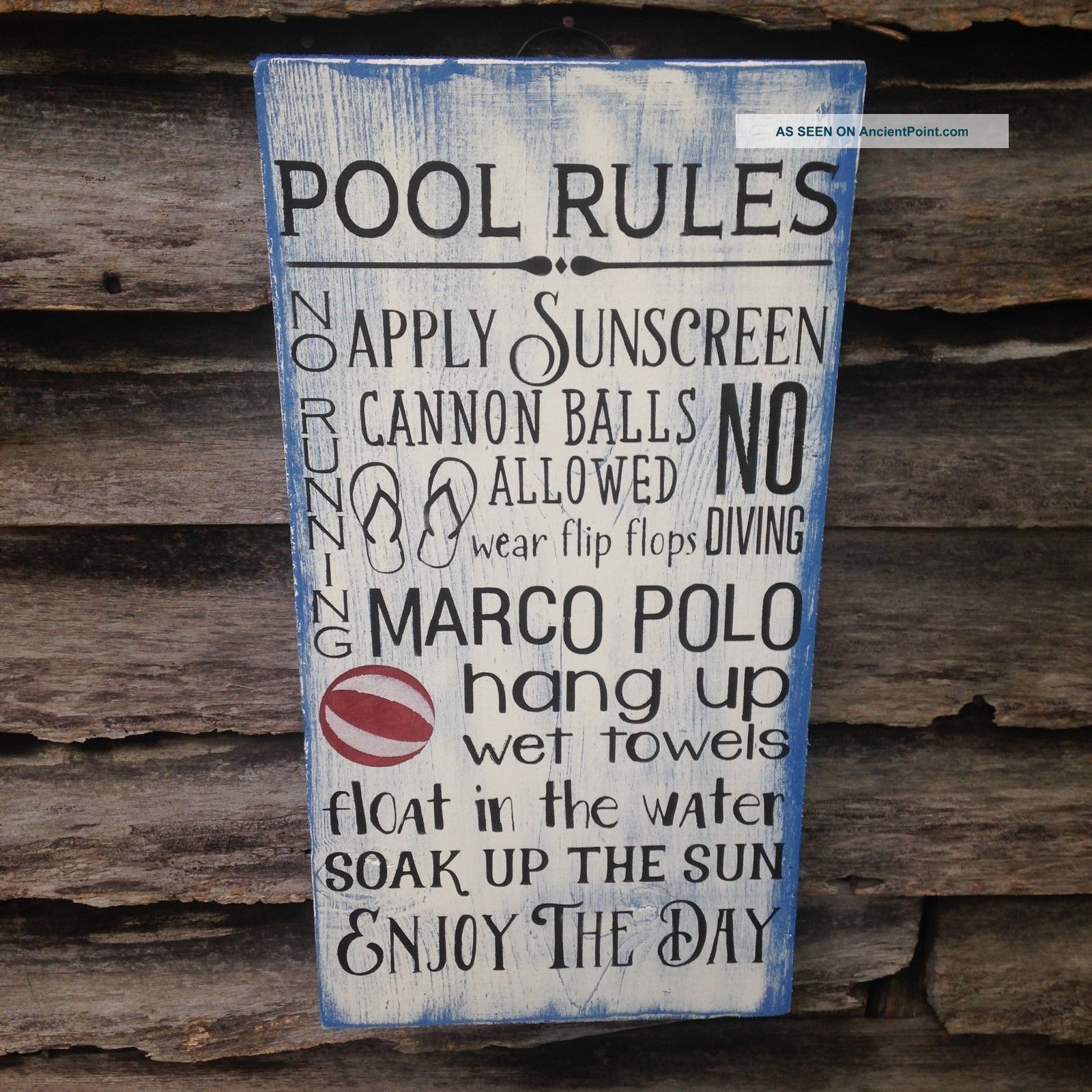 Hand Made Pool Rules Primitive Rustic Country Home Decor Primitives photo