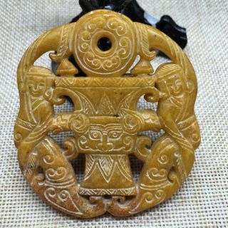 Old Chinese Hand - Carved Jade Aristocratic Wearing Amulet Necklace Pendant 625 photo