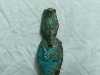 Ancient Egyptian Blue Ushabti Of God Amun (2780 – 2250 Bc) photo