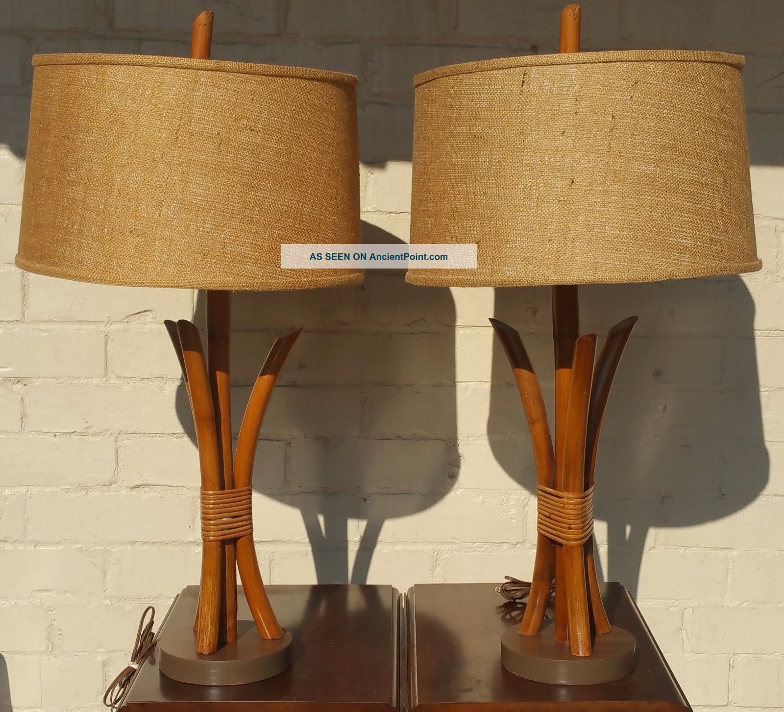 Mid Century Modern Frankl Attrib Tropitan Bamboo Lamps Mid-Century Modernism photo