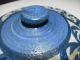 Vintage Dorchester Ma Pottery Stoneware Cobalt Blue Decorated Scroll Crock Lid Crocks photo 4